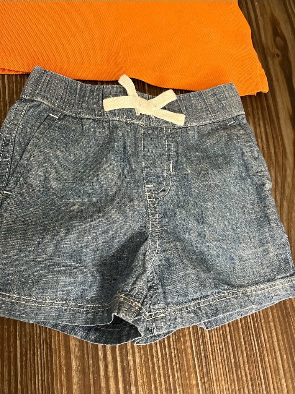 Ralph Lauren 2-pc Orange Pique Polo Shirt Chambray Shorts Set Size 6 Months - Picture 9 of 10